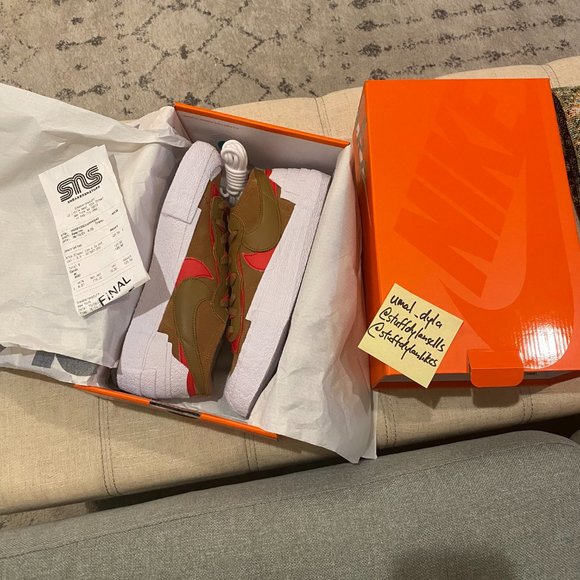 SACAI x Nike Blazer Low "Light British Tan" (555088-180) - Size 9.5 w/ receipt - Picture 2 of 5